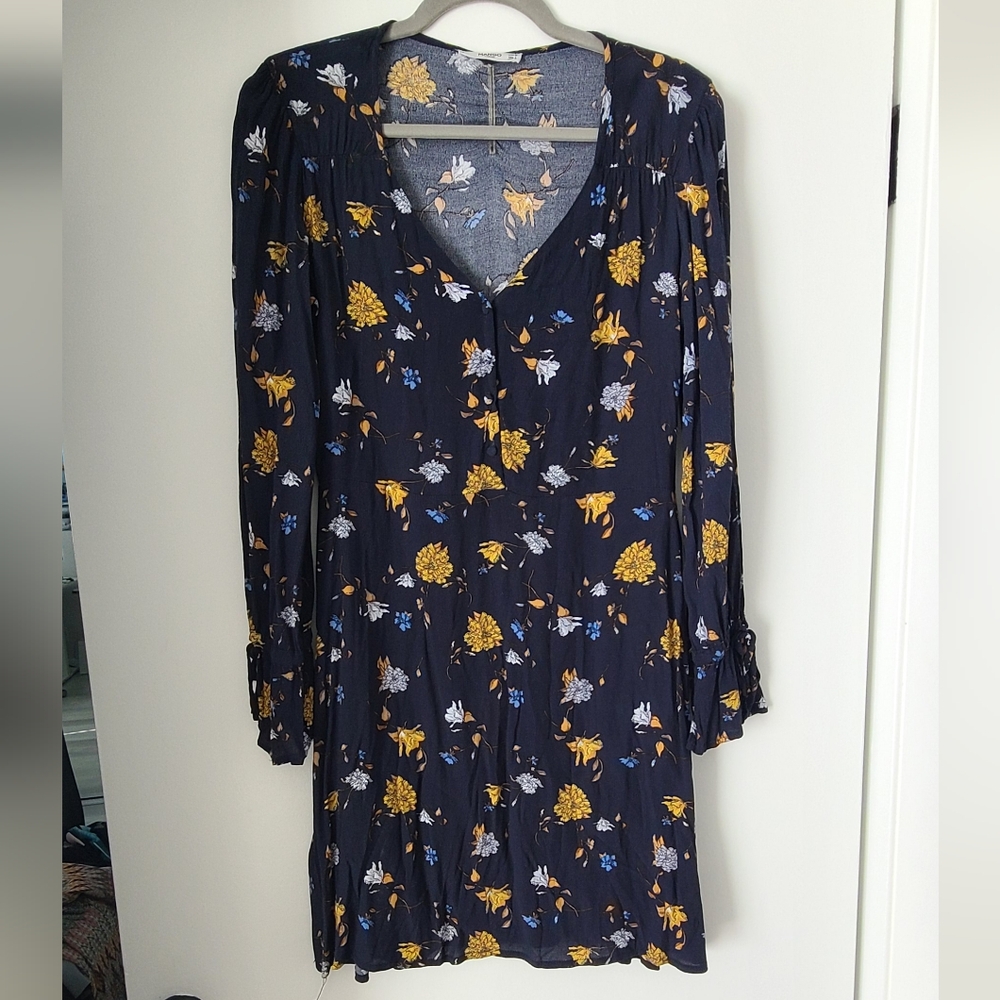 Mango Floral Long-Sleeve Dress